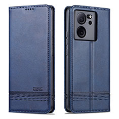 Leather Case Stands Flip Cover Holder YZ1 for Xiaomi Mi 13T Pro 5G Blue