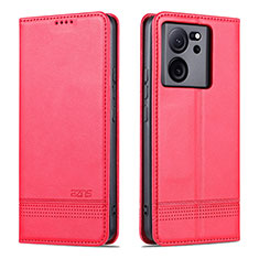 Leather Case Stands Flip Cover Holder YZ1 for Xiaomi Mi 13T Pro 5G Hot Pink
