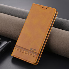 Leather Case Stands Flip Cover Holder YZ1 for Xiaomi Redmi Note 13 5G Light Brown