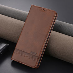 Leather Case Stands Flip Cover Holder YZ1 for Xiaomi Redmi Note 13 Pro 5G Brown