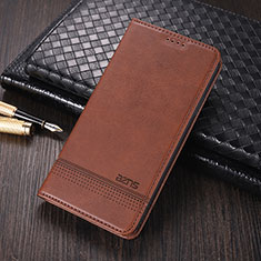Leather Case Stands Flip Cover Holder YZ2 for Oppo A58 5G Brown