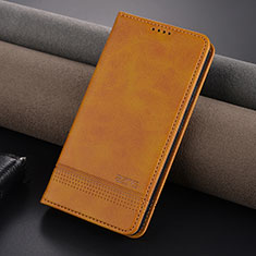 Leather Case Stands Flip Cover Holder YZ2 for Xiaomi Mi 14 Pro 5G Light Brown