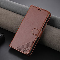 Leather Case Stands Flip Cover Holder YZ3 for Apple iPhone 14 Brown
