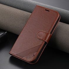 Leather Case Stands Flip Cover Holder YZ3 for Apple iPhone 14 Pro Brown