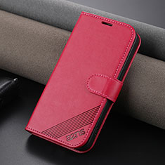 Leather Case Stands Flip Cover Holder YZ3 for Apple iPhone 14 Pro Hot Pink