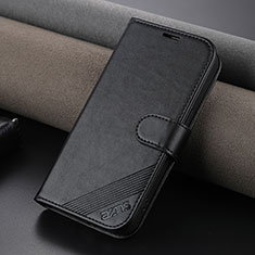 Leather Case Stands Flip Cover Holder YZ3 for Apple iPhone 15 Pro Black