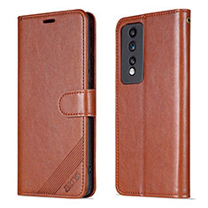Leather Case Stands Flip Cover Holder YZ3 for Huawei Honor 80 GT 5G Brown