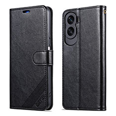 Leather Case Stands Flip Cover Holder YZ3 for Huawei Honor 90 Lite 5G Black