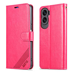 Leather Case Stands Flip Cover Holder YZ3 for Huawei Honor 90 Lite 5G Hot Pink