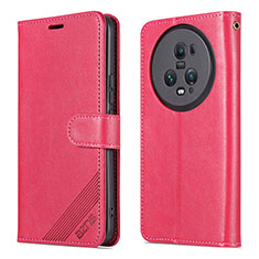 Leather Case Stands Flip Cover Holder YZ3 for Huawei Honor Magic5 Pro 5G Hot Pink