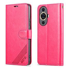 Leather Case Stands Flip Cover Holder YZ3 for Huawei Nova 11 Pro Hot Pink