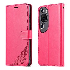 Leather Case Stands Flip Cover Holder YZ3 for Huawei P60 Art Hot Pink