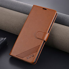 Leather Case Stands Flip Cover Holder YZ3 for Oppo A2 Pro 5G Brown