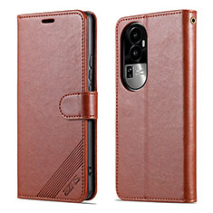 Leather Case Stands Flip Cover Holder YZ3 for Oppo Reno10 Pro+ Plus 5G Brown