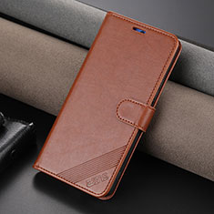 Leather Case Stands Flip Cover Holder YZ4 for Huawei Honor 90 Lite 5G Brown