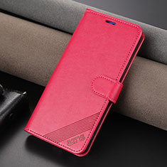 Leather Case Stands Flip Cover Holder YZ4 for Huawei Honor 90 Lite 5G Hot Pink