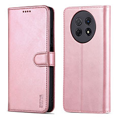Leather Case Stands Flip Cover Holder YZ4 for Huawei Nova Y91 Rose Gold