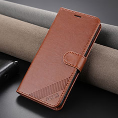 Leather Case Stands Flip Cover Holder YZ4 for Huawei P60 Art Brown