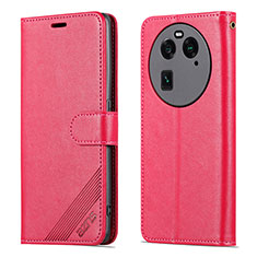 Leather Case Stands Flip Cover Holder YZ4 for Oppo Find X6 Pro 5G Hot Pink