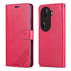 Leather Case Stands Flip Cover Holder YZ4 for Oppo Reno11 Pro 5G Hot Pink