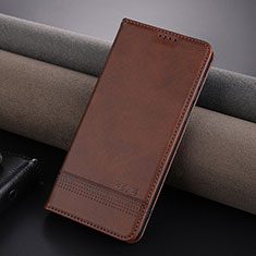 Leather Case Stands Flip Cover Holder YZ5 for Huawei Mate 60 Brown