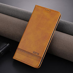 Leather Case Stands Flip Cover Holder YZ5 for Huawei Mate 60 Light Brown
