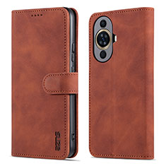Leather Case Stands Flip Cover Holder YZ5 for Huawei Nova 11 Pro Brown