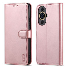 Leather Case Stands Flip Cover Holder YZ5 for Huawei Nova 11 Pro Rose Gold