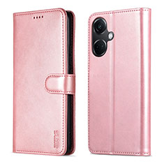 Leather Case Stands Flip Cover Holder YZ5 for OnePlus Nord CE 3 5G Rose Gold