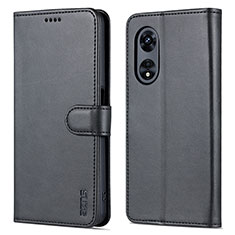 Leather Case Stands Flip Cover Holder YZ5 for Oppo A58 5G Black