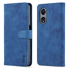 Leather Case Stands Flip Cover Holder YZ5 for Oppo A58 5G Blue