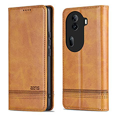 Leather Case Stands Flip Cover Holder YZ5 for Oppo Reno11 Pro 5G Light Brown