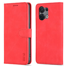 Leather Case Stands Flip Cover Holder YZ5 for Oppo Reno9 5G Hot Pink