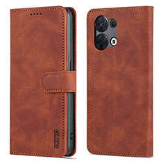 Leather Case Stands Flip Cover Holder YZ5 for Oppo Reno9 Pro 5G Brown