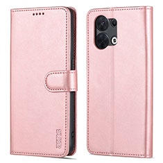 Leather Case Stands Flip Cover Holder YZ5 for Oppo Reno9 Pro 5G Rose Gold