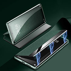 Leather Case Stands Flip Cover Holder Z01 for Huawei P60 Green