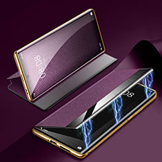 Leather Case Stands Flip Cover Holder Z01 for Huawei P60 Pro Purple