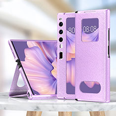 Leather Case Stands Flip Cover Holder ZL1 for Huawei Mate Xs 2 Purple