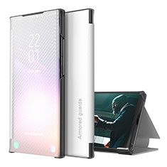 Leather Case Stands Flip Cover Holder ZL1 for Samsung Galaxy A50 Silver