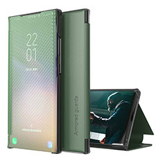 Leather Case Stands Flip Cover Holder ZL1 for Samsung Galaxy F12 Green