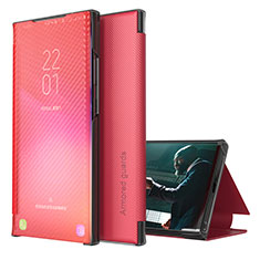 Leather Case Stands Flip Cover Holder ZL1 for Samsung Galaxy M02 Red