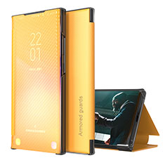 Leather Case Stands Flip Cover Holder ZL1 for Samsung Galaxy M02 Yellow
