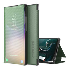 Leather Case Stands Flip Cover Holder ZL1 for Samsung Galaxy M21s Green