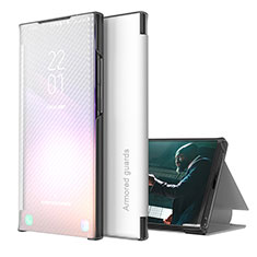 Leather Case Stands Flip Cover Holder ZL1 for Samsung Galaxy M32 5G Silver