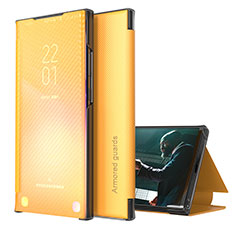 Leather Case Stands Flip Cover Holder ZL1 for Samsung Galaxy M32 5G Yellow