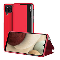 Leather Case Stands Flip Cover Holder ZL2 for Samsung Galaxy A12 5G Red