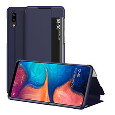 Leather Case Stands Flip Cover Holder ZL2 for Samsung Galaxy A20e Blue