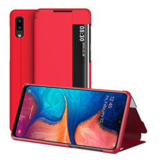 Leather Case Stands Flip Cover Holder ZL2 for Samsung Galaxy A20e Red