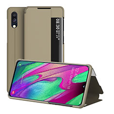 Leather Case Stands Flip Cover Holder ZL2 for Samsung Galaxy A40 Gold
