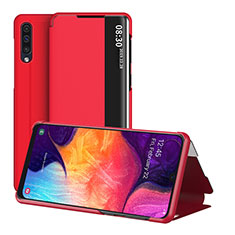 Leather Case Stands Flip Cover Holder ZL2 for Samsung Galaxy A50 Red